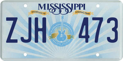 MS license plate ZJH473