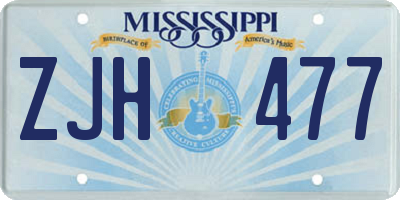 MS license plate ZJH477