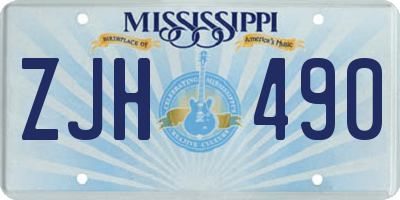 MS license plate ZJH490