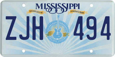 MS license plate ZJH494