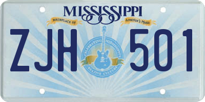 MS license plate ZJH501