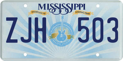 MS license plate ZJH503
