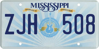 MS license plate ZJH508