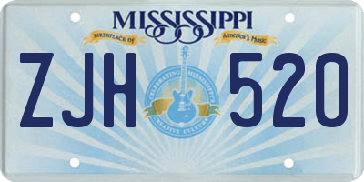 MS license plate ZJH520