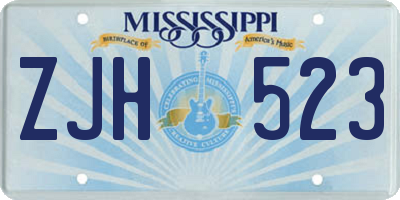 MS license plate ZJH523