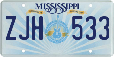 MS license plate ZJH533