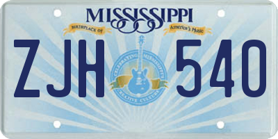 MS license plate ZJH540
