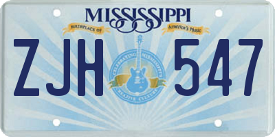 MS license plate ZJH547