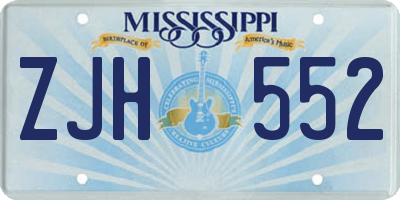 MS license plate ZJH552