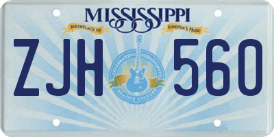 MS license plate ZJH560