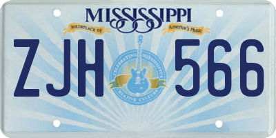 MS license plate ZJH566