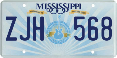 MS license plate ZJH568
