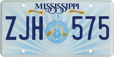MS license plate ZJH575