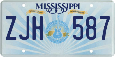 MS license plate ZJH587
