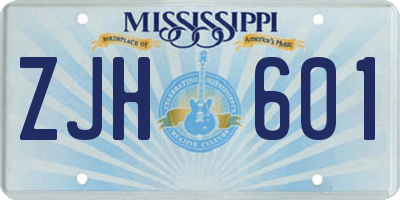 MS license plate ZJH601