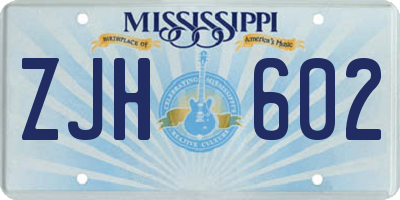 MS license plate ZJH602