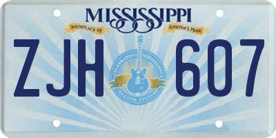 MS license plate ZJH607