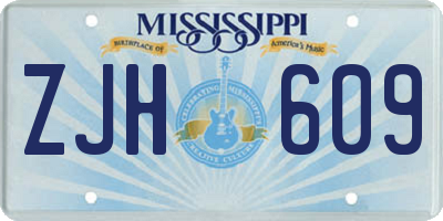 MS license plate ZJH609