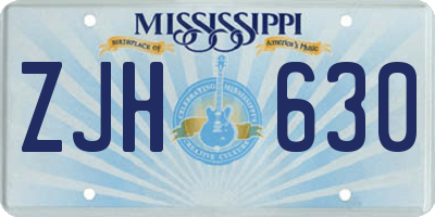MS license plate ZJH630