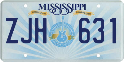 MS license plate ZJH631