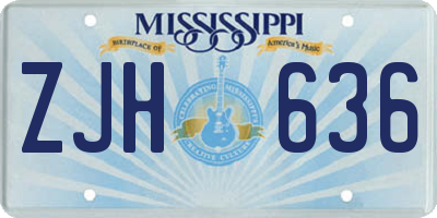 MS license plate ZJH636