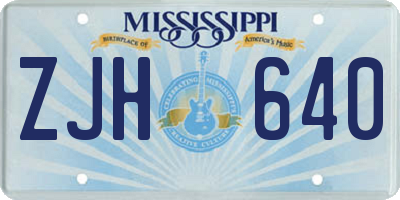 MS license plate ZJH640