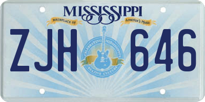 MS license plate ZJH646