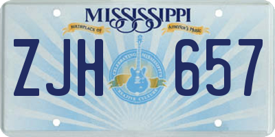 MS license plate ZJH657