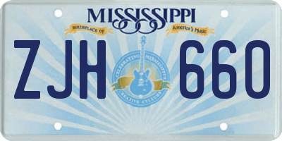 MS license plate ZJH660
