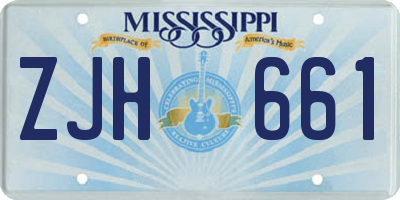 MS license plate ZJH661