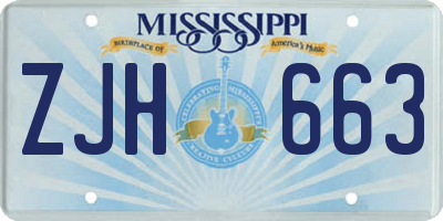 MS license plate ZJH663