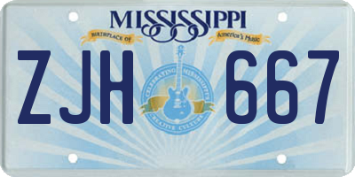 MS license plate ZJH667