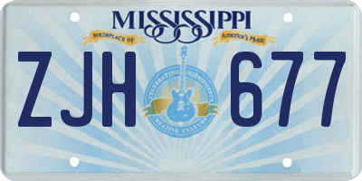 MS license plate ZJH677