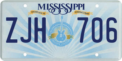 MS license plate ZJH706