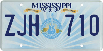 MS license plate ZJH710