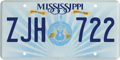 MS license plate ZJH722