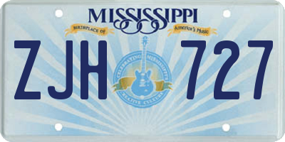 MS license plate ZJH727