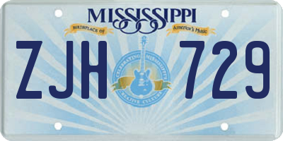 MS license plate ZJH729