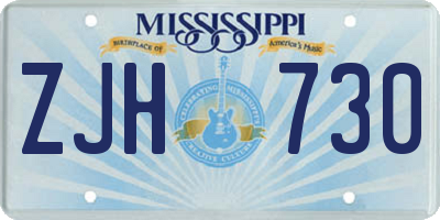 MS license plate ZJH730