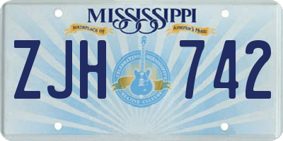 MS license plate ZJH742