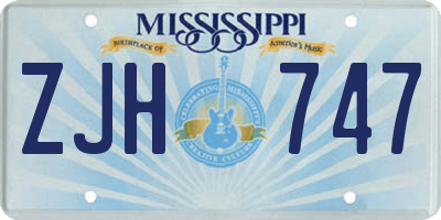 MS license plate ZJH747