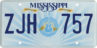 MS license plate ZJH757