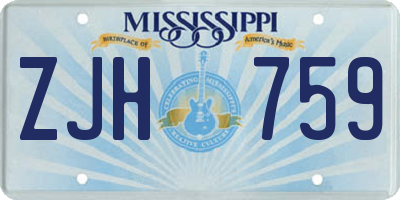 MS license plate ZJH759
