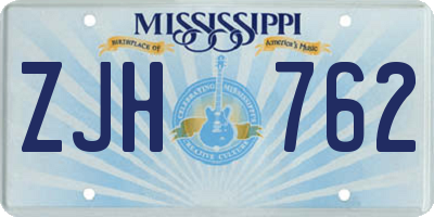 MS license plate ZJH762
