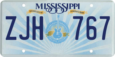 MS license plate ZJH767