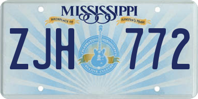 MS license plate ZJH772