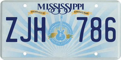 MS license plate ZJH786