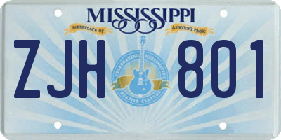 MS license plate ZJH801