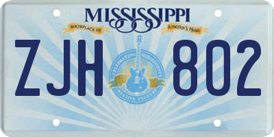 MS license plate ZJH802