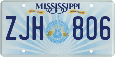 MS license plate ZJH806